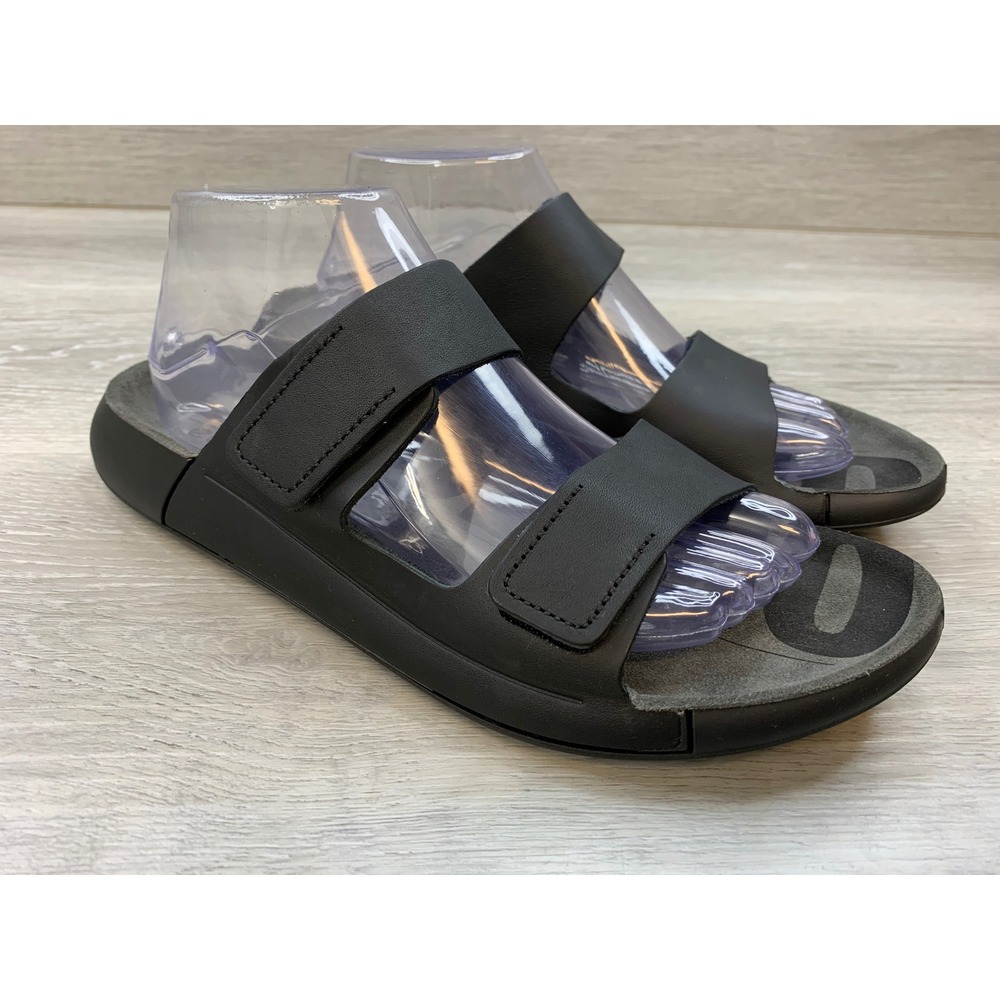 ECCO 2nd Cozmo Women's Slide Sandals Black Leather 10-10.5 Comfort Shoes